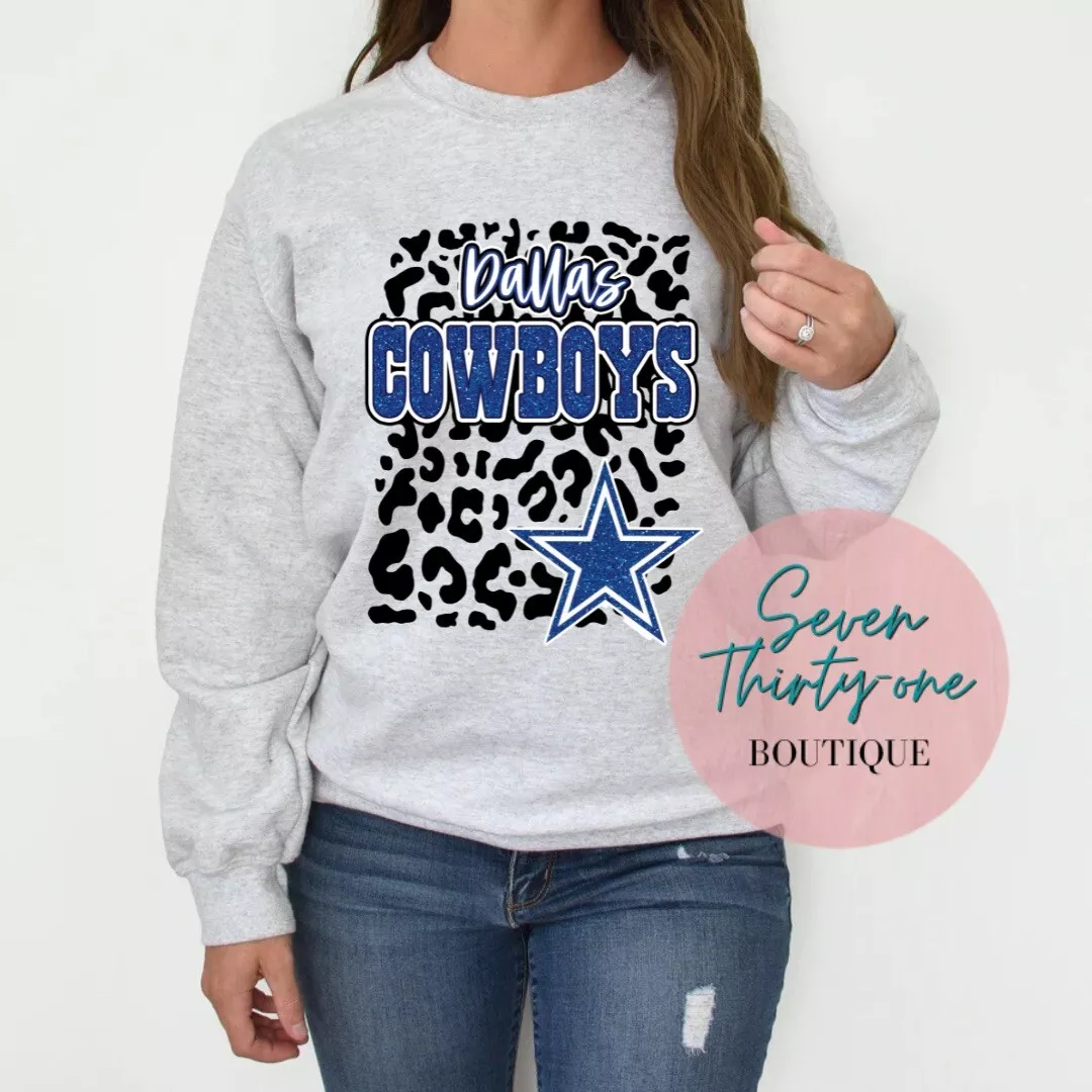 Dallas Cowboys Cheetah Print Unisex Sweatshirt Cowboys Leopard Sweatshirt
