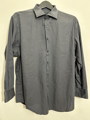 Alfani Men's Regular Fit Dress Shirt Button Gray Size L 16-16.5 32-33
