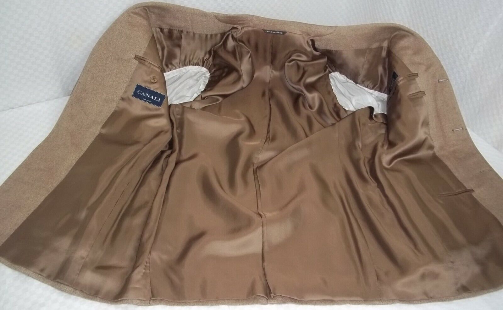 & Canali Solid Beige 3 Buttons Patch Pockets Pure… - image 7