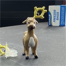 Plastic Reindeer Figurine Toy Brown Beige Figure w/ Yellow Antlers Small 45