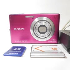 SONY Cyber-shot DSC-W550 Digital Camera Pink w/Battery Charger SD Card Japanese
