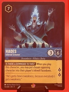 Disney Lorcana Fabled Hades Infernal Schemer Legendary 151/204 TCG