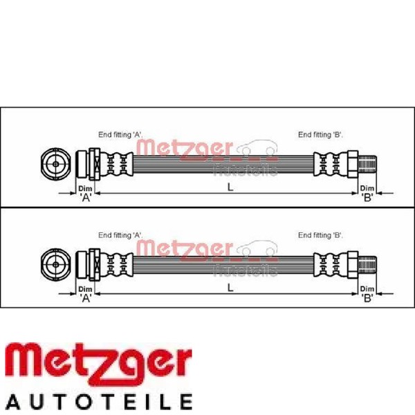 2X Bremsschlauch Metzger 4112316 2 BremsschläUche Rechts Links Hinten FüR Ford-image