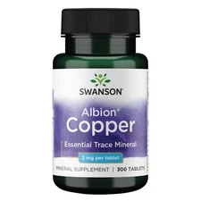 Swanson Copper Essential Trace Mineral, Organ & Tissue Health, 2 mg (300 Tabs)