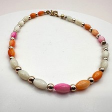 Vintage 90s Color-Full Pastel Glass Beaded Bracelet Gold Tone Classic Jewelry