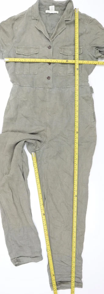 C&C California Women's Beige Linen Lyocell Jumpsuit Size M Casual Utility Style - Image 2 of 4