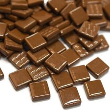 50 Tiles - 12 mm Coffee Brown Glass Square Mosaic Tile Pieces