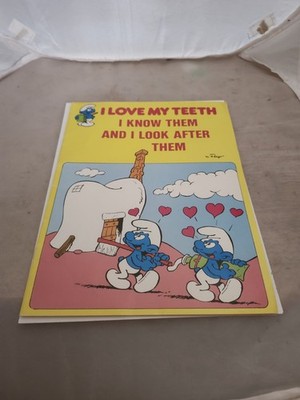 1980's Smurfs I Love My Teeth Coliring Activuty Book Rare! Unused!