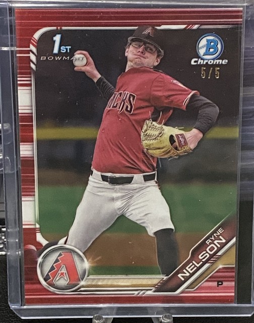 2019 Bowman Draft Chrome Ryne Nelson #BDC-147 Red Refractor 5/5 BOOKEND