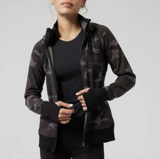 ATHLETA Triumph Printed Camo Full Zip Hoodie Jacket Size Medium M Black Gray