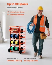 New Wire Spool Rack, 11 Rods, Multi-Spool Wire Rack Dispenser, Cable Caddy wit