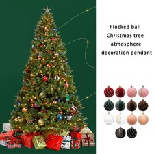1 Pack Colorful Flocking Sphere Decoration Seasonal Hanging Accent For Festival