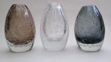 3 Beautiful Bubble Glass Vases Scandinavian style Art Glass Vases