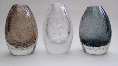 3 Beautiful Bubble Glass Vases Scandinavian style Art Glass Vases - Image 1 of 4