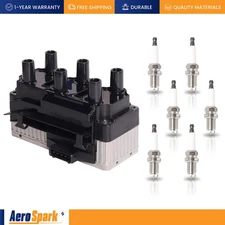 Ignition Coil & 6 Platinum Spark Plug for 1994-1998 Volkswagen Jetta 2.8L UF163