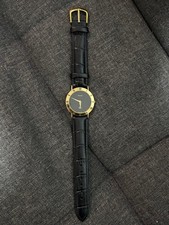 GUCCI 3000M 33mm Watch Qz Men Genuine Belt Black Dial Gold  New Aftermarket Belt