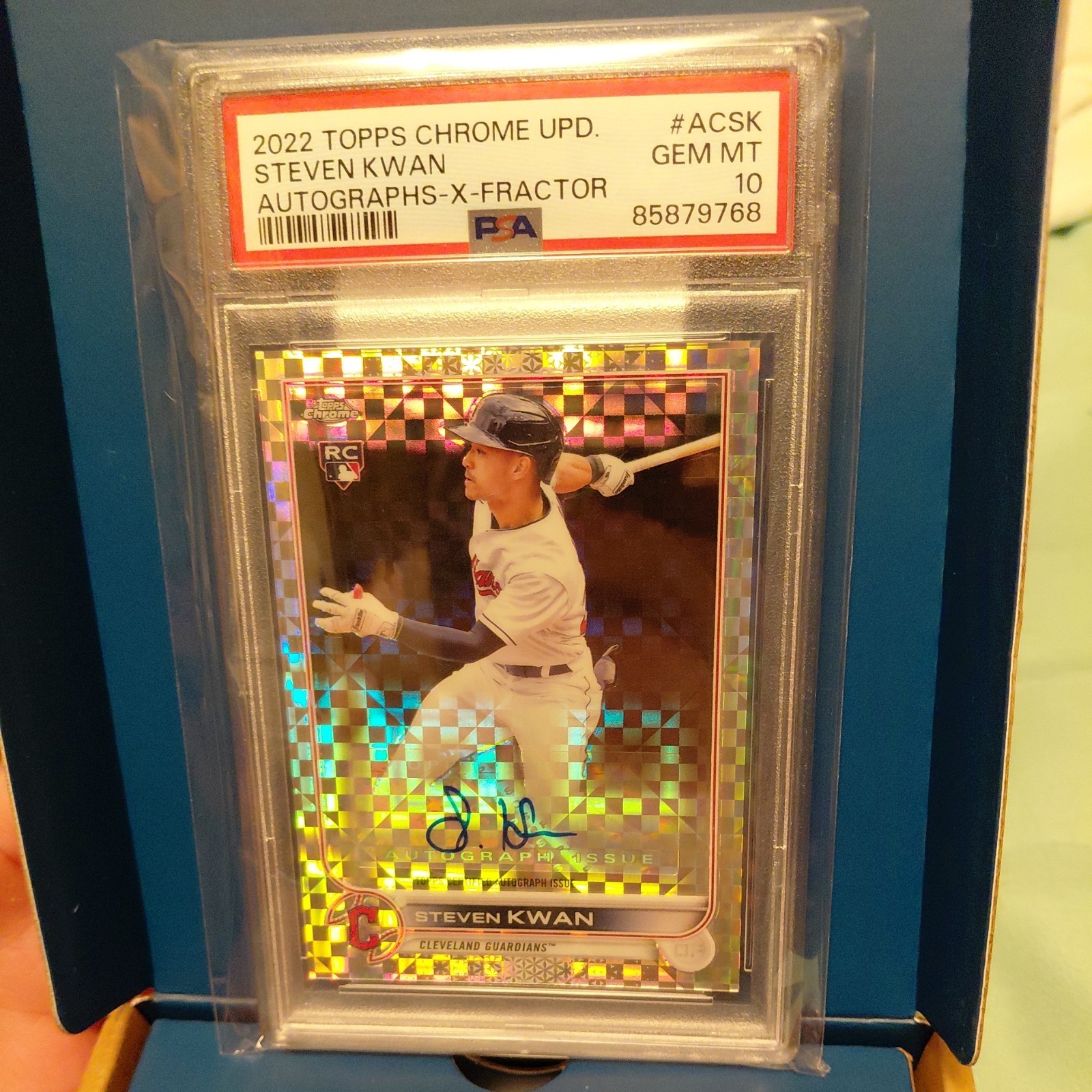 2022 Topps Chrome Update Steven Kwan Auto X-Fractor /125 PSA 10 Rookie Guardians