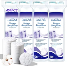 Premium Cotton Pads for Face, 400 Count round Makeup Remover Pads, 100% Pure & N