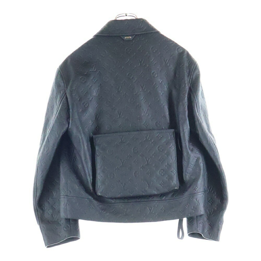 Louis Vuitton Monogram Embossed Utility Black Leather Jacket HIL46EQXS Size 46 image 2