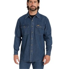Carhartt Heavy Denim Cotton Button Front Shirt Blue Size L