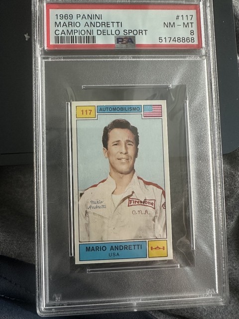 1969 Panini Campioni Dello Sport #117 Mario Andretti PSA 8