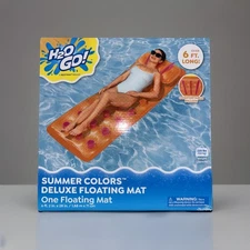 H2O Go Summer Colors Deluxe Floating Mat Orange And Purple 6ft Long