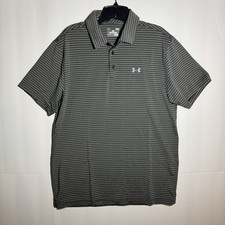 Under Armour Men's Large Gray Stripe HeatGear Golf Polo Shirt