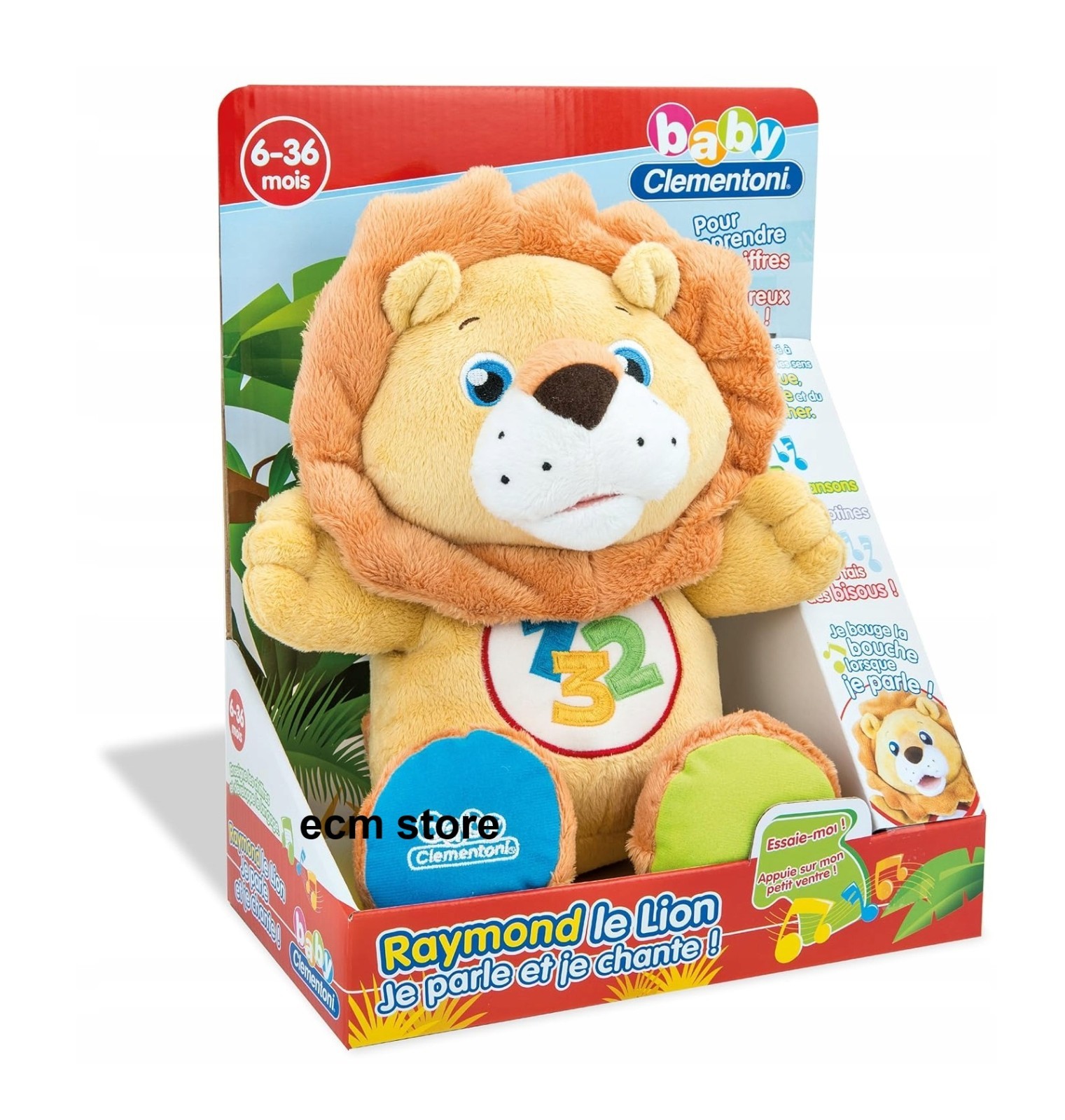 Clementoni Raymond le lion peluche interactive qui parle et chante pour eveil bebe