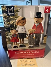 Member's Mark Plush Bear Family Set of 4 Indoor Christmas IN HAND FAST SHIP