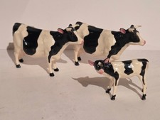 Vintage Hollow Plastic Holstein Cow Figure Lot HK