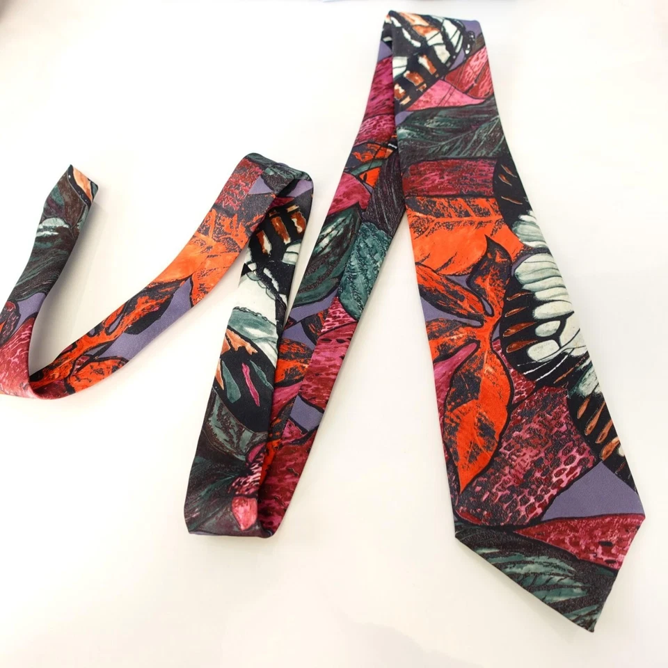 Corbata de cuello Prince Bellini para hombre roja pintura floral artista estilo italiano clásico EE. UU. Foto 3 de 4