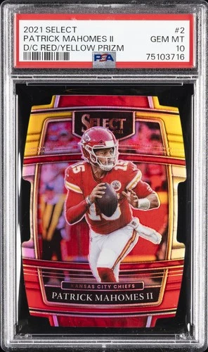 2021 PANINI SELECT DIE-CUT RED/YELLOW PRIZM #2 PATRICK MAHOMES II PSA 10