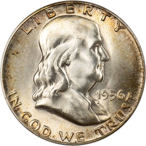 1956 Franklin Half Dollar - FBL - Light Album Toning - GEM BU!