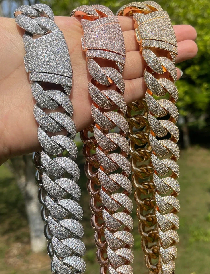 Cadena de collar de diamantes helados edición VVS 22 MM 28 pulgadas Foto 3 de 4