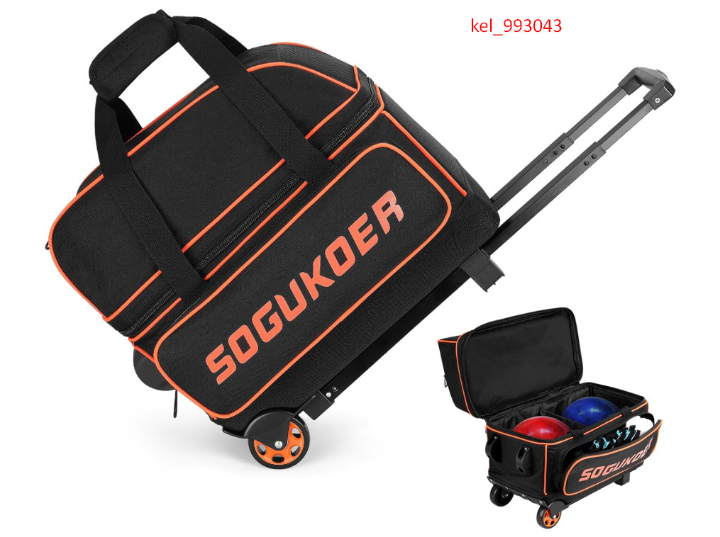 2 Bowling ball Bag with Wheels, Lightweight Trolley Double B