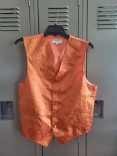 Vesuvio Napoli in Italy men's formal vest orange Paisley Size Large 
