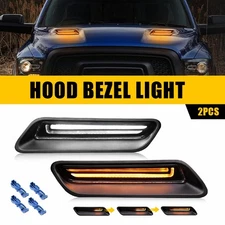 For 2010-2022 Ram 1500 Sport Sequential LED Hood Bezel Trim Driving Signal Light