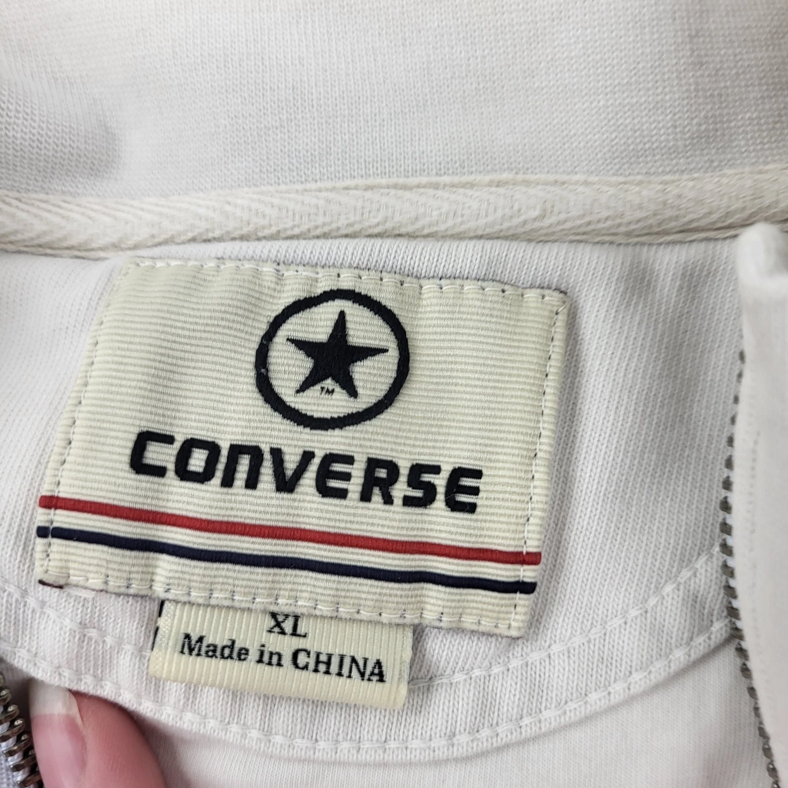 Converse Track Jacket Mens XL White Full Zip Pockets image 3