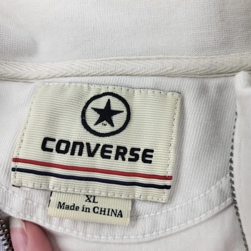 Converse Track Jacket Mens XL White Full Zip Pockets image 3