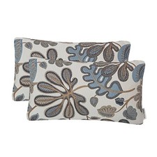 Set of 2 Jacquard Tropical Leaf Pattern Oblong 19.7" x 11.8" Pack of 2 Blue