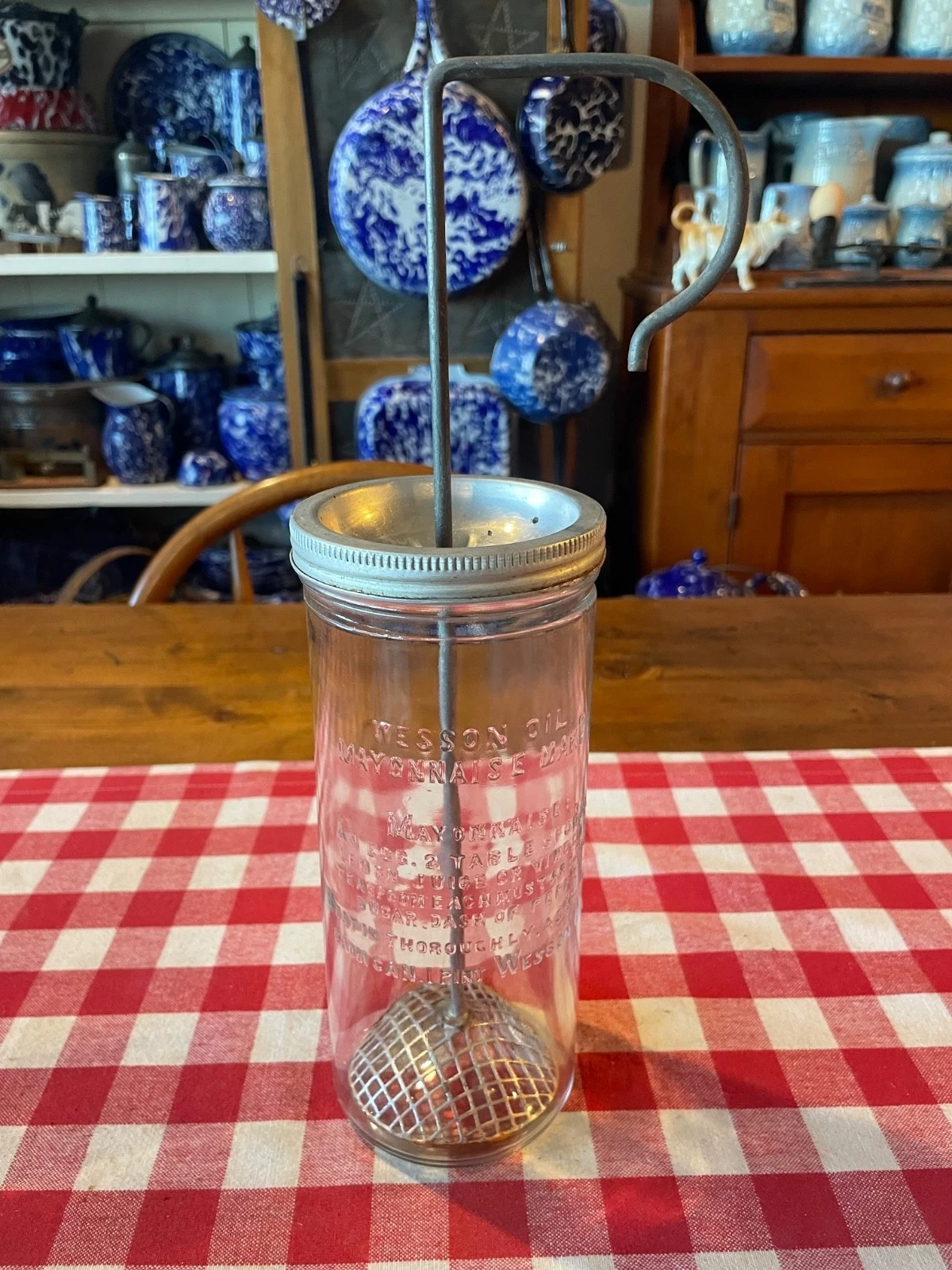 Vintage Wesson Oil Mayonnaise Maker ~ Recipe & Instructions Embossed In Glass
