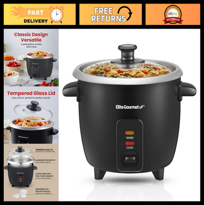 Electric Rice Cooker 6 Cups - Automatic Keep Warm, Makes Soups & Stews, Black