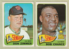 Topps 1965 #224 Bob Chance #233 Don Zimmer Washington Senators NrMt