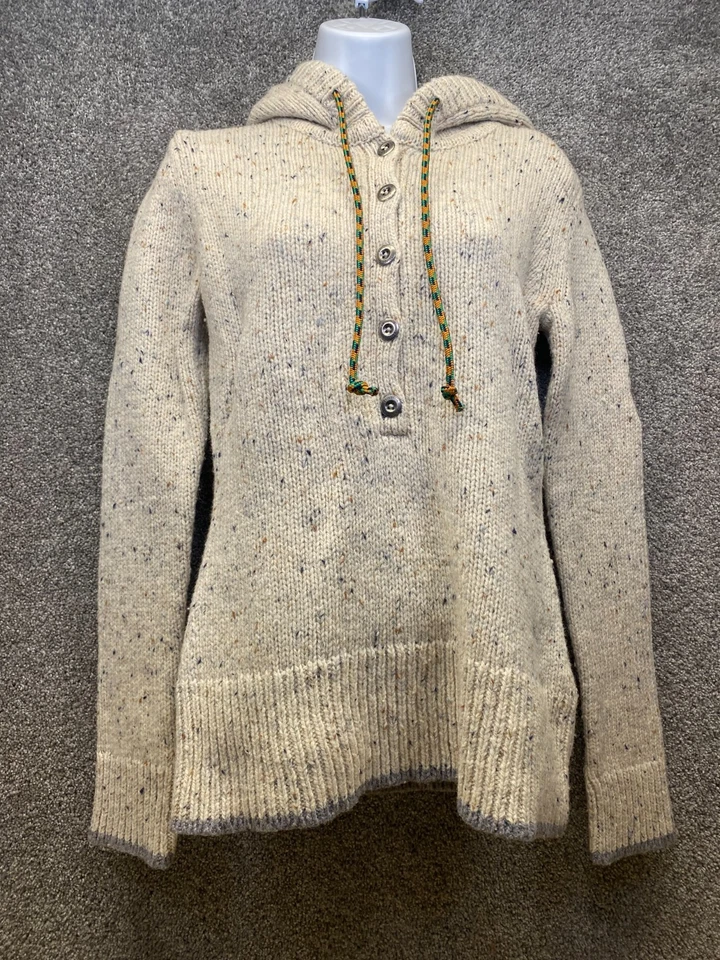 Patagonia Hoodie Womens Small Ranchito Hoody Merino Wool Knit Jumper Oatmeal - Image 2 of 4