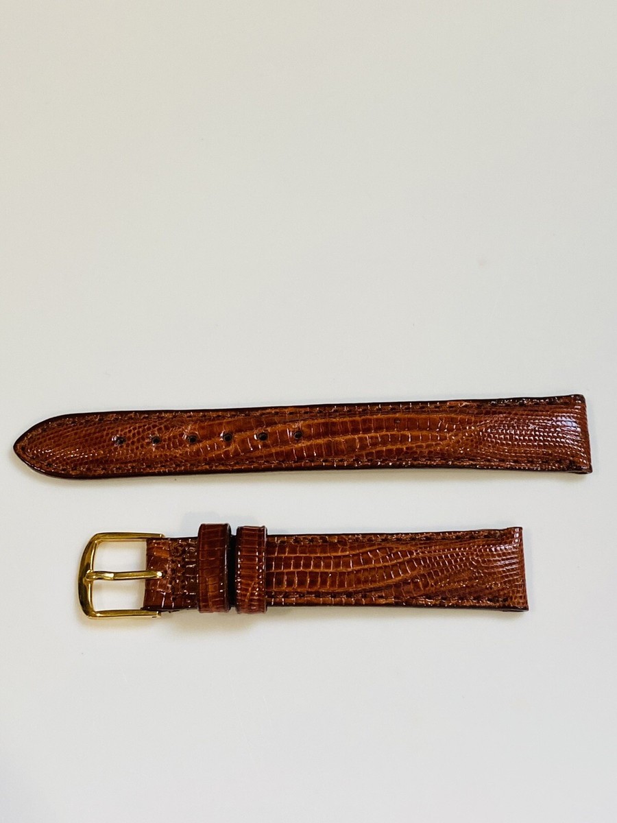 Hamilton Teju Lizard Strap 13mm Vintage Gold Tone Buckle Dark Brown Time Fashion Genuine Teju Lizard Brown Tone 13mm Leather  main image 4