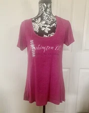 Wide Open Neck fitted XL tee shirt dark pink Washington DC Nations Capital New.
