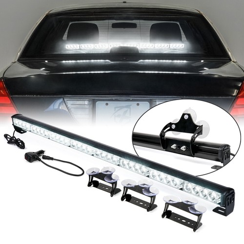 35.5" LED Emergency Strobe Light Bar Amber/White Rear Windshied Traffic Advisor - Picture 10 of 12