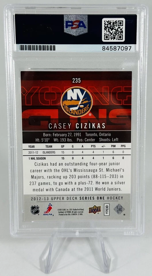 2012-13 Upper Deck Young Guns #235 Casey Cizikas Signed Rookie Card PSA Auto RC - Image 2 of 2