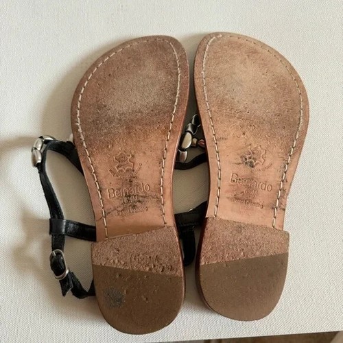 Bernardo Sandals Size 6.5M TRISTAN T Strap Beaded Thong Block Heel - Picture 8 of 10