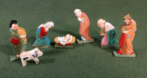 SET PRESEPE DI NATALE VINTAGE 7 pezzi legno intagliato ITALIA? Maria Giuseppe Gesù Bambino - Foto 16 di 16